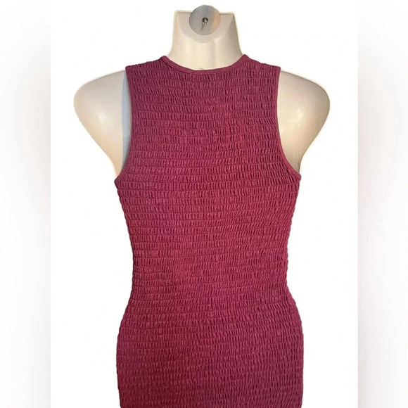 Aritzia Wilfred Shayk Lila Raspberry Shirred Sleeveless Dress Sz XS - Picture 4 of 9